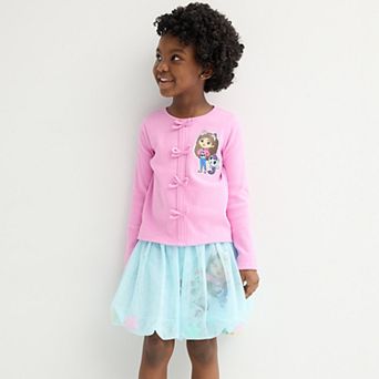 Girls 4-12 Gabby's Dollhouse and Mercat 2 pc Cardigan & Skirt Set