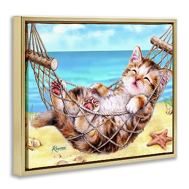 Stupell Home Decor Kitten in Beach Hammock Wall Art