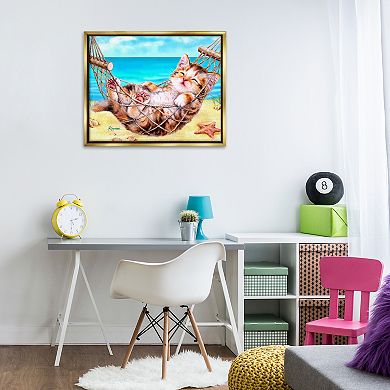 Stupell Home Decor Kitten in Beach Hammock Wall Art