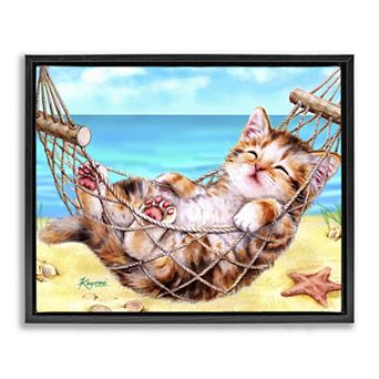 Stupell Home Decor Kitten in Beach Hammock Wall Art
