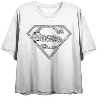 Juniors' Superman Logo Crop Short Sleeve Graphic T-Shirt
