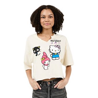 Juniors' Hello Kitty & Friends V-Neck Short Sleeve Graphic T-Shirt