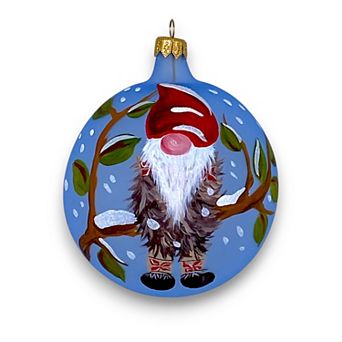 Discover Europe Made in Italy Gnome Glass Ball Christmas Ornament