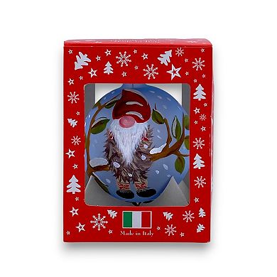Discover Europe Made in Italy Gnome Glass Ball Christmas Ornament