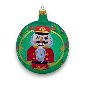 Discover Europe Made in Italy Nutcracker Glass Ball Christmas Ornament