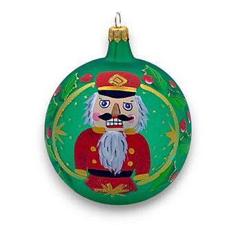 Discover Europe Made in Italy Nutcracker Glass Ball Christmas Ornament