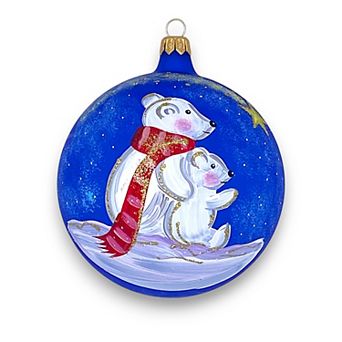 Discover Europe Made in Italy Bears Glass Ball Christmas Ornament