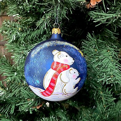 Discover Europe Made in Italy Bears Glass Ball Christmas Ornament