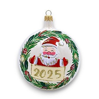 Discover Europe Made in Italy Festive Santa Glass Ball Christmas Ornament