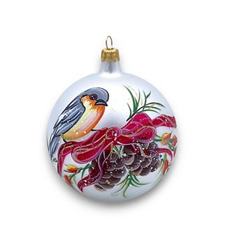 Discover Europe Made in Italy Bird Glass Ball Christmas Ornament