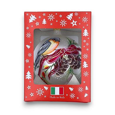 Discover Europe Made in Italy Bird Glass Ball Christmas Ornament