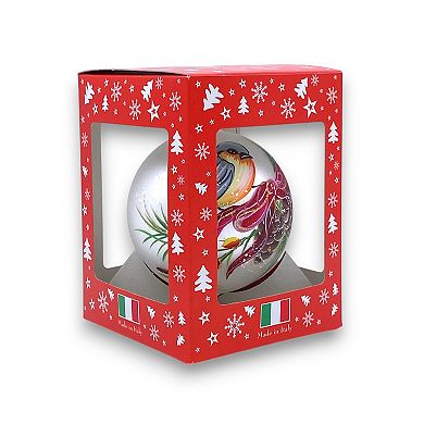 Discover Europe Made in Italy Bird Glass Ball Christmas Ornament