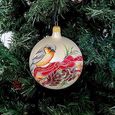 Discover Europe Made in Italy Bird Glass Ball Christmas Ornament