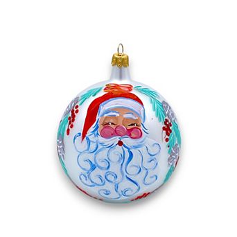 Discover Europe Made in Italy Jolly Santa Glass Ball Christmas Ornament