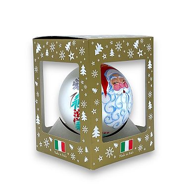 Discover Europe Made in Italy Jolly Santa Glass Ball Christmas Ornament