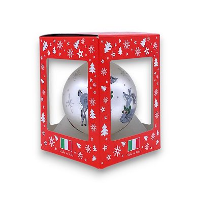 Discover Europe Made in Italy Reindeers Snowflakes Glass Ball Christmas Ornament