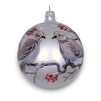 Discover Europe Made in Italy Doves Glass Ball Christmas Ornament