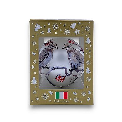 Discover Europe Made in Italy Doves Glass Ball Christmas Ornament
