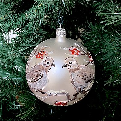 Discover Europe Made in Italy Doves Glass Ball Christmas Ornament