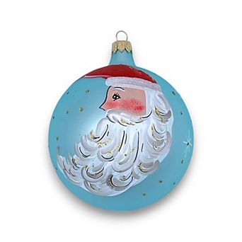 Discover Europe Made in Italy Santa Cheer Glass Ball Christmas Ornament