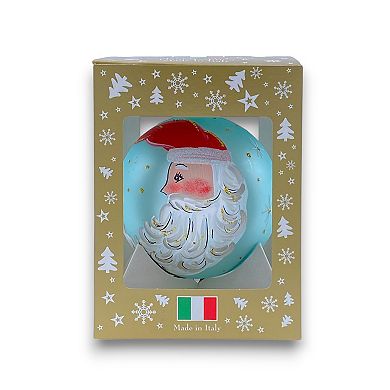 Discover Europe Made in Italy Santa Cheer Glass Ball Christmas Ornament