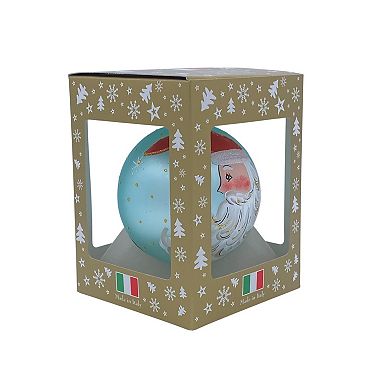 Discover Europe Made in Italy Santa Cheer Glass Ball Christmas Ornament