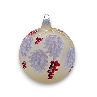 Discover Europe Made in Italy Berry Pinecones Glass Christmas Ornament