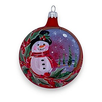 Discover Europe Made in Italy Snowman Glass Ball Christmas Ornament