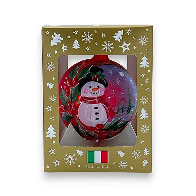 Discover Europe Made in Italy Snowman Glass Ball Christmas Ornament