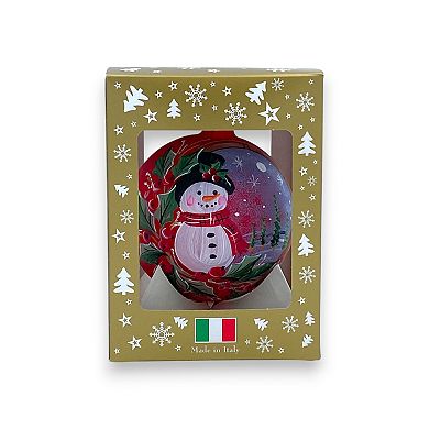 Discover Europe Made in Italy Snowman Glass Ball Christmas Ornament