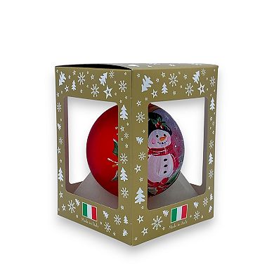 Discover Europe Made in Italy Snowman Glass Ball Christmas Ornament