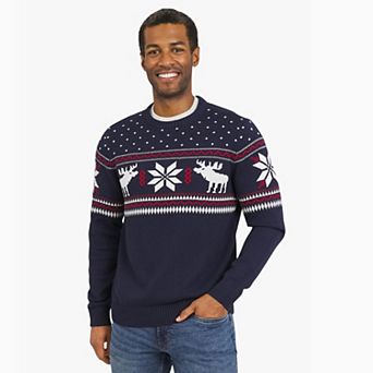 Men's Chaps Crewneck Holiday Moose Sweater
