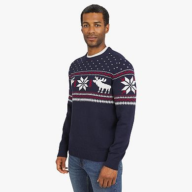 Men's Chaps Crewneck Holiday Moose Sweater