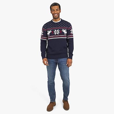 Men's Chaps Crewneck Holiday Moose Sweater