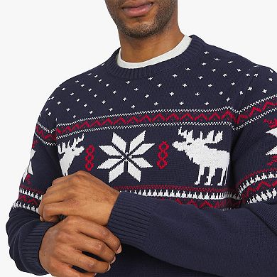 Men's Chaps Crewneck Holiday Moose Sweater