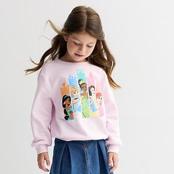 Disney Princess Jasmine, Cinderella, Tiana, Snow White & Ariel Portrait With Palace Girls 4-12 Graphic Pullover by Jumping Beans®