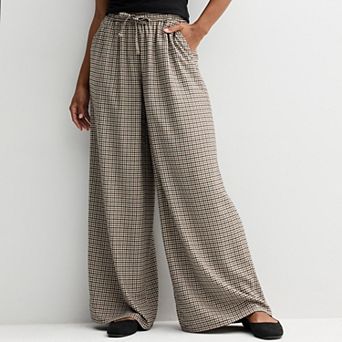 Juniors' SO® High Rise Baggy Flannel Wide Leg Pants