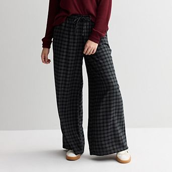 Juniors' SO® High Rise Baggy Flannel Wide Leg Pants
