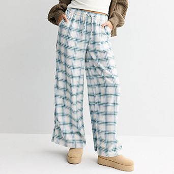 Juniors' SO® High Rise Baggy Flannel Wide Leg Pants