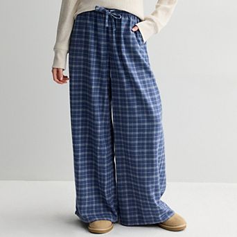 Juniors' SO® High Rise Baggy Flannel Wide Leg Pants