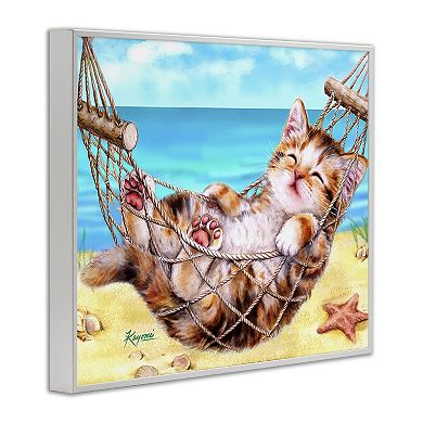 Stupell Home Decor Kitten in Beach Hammock Framed Wall Art