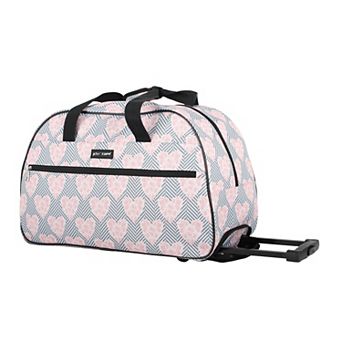 Betsey Johnson Chevron Heart Wheeled Weekender Duffel Bag