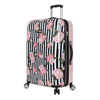Betsey Johnson Stripe Roses Hardside Spinner Luggage