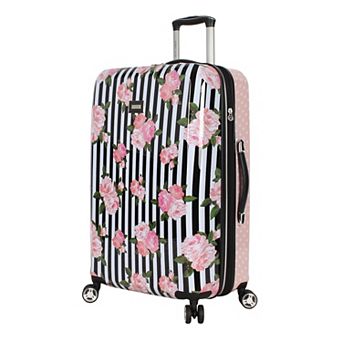 Betsey Johnson Stripe Roses Hardside Spinner Luggage