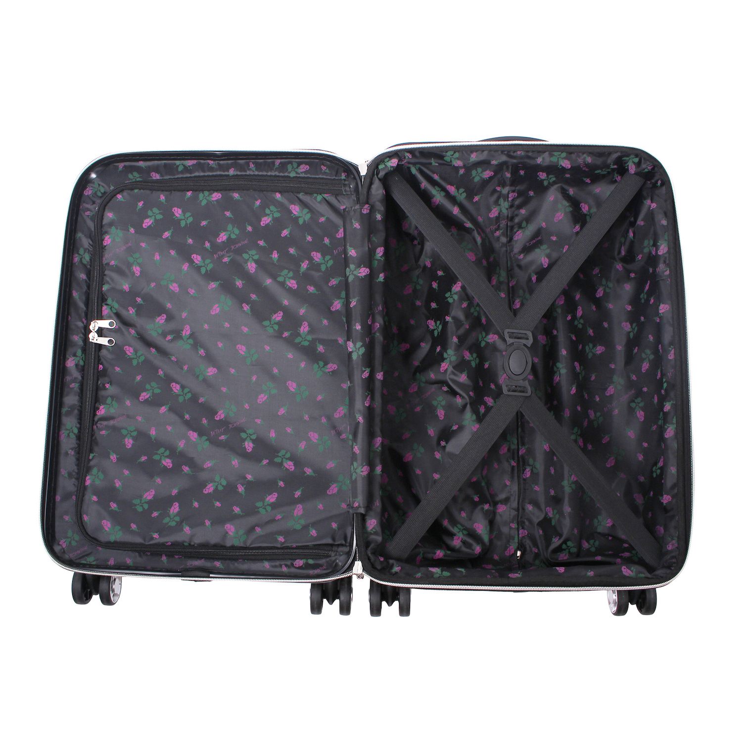Betsey Johnson Stripe Roses Spinner Luggage