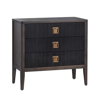 Crestview Collection Brown Solid Wood Reeded 3-Drawer Accent Chest