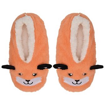 Girls Fox Faux Fur Slippers