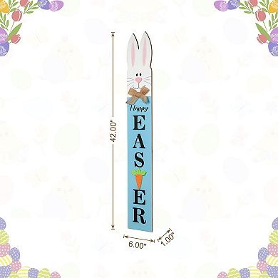 Glitzhome 42"H Wooden Double-Sided Easter Welcome Porch Sign with Bunny Ears