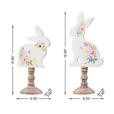 Glitzhome Set of 2 Creative Easter Wooden Bunny Table Décor