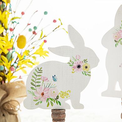 Glitzhome Set of 2 Creative Easter Wooden Bunny Table Décor